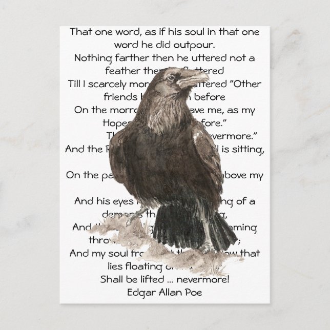 Halloween, Edgar Allen Poe, Raven, Nevermore Postcard (Front)