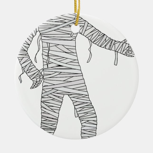 Halloween Egyptian Mummy Ceramic Tree Decoration (Front)