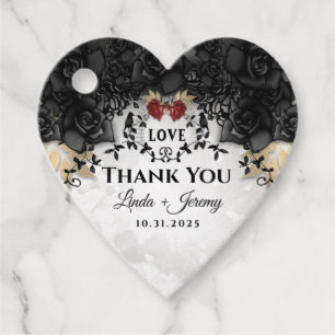Halloween Elegant Black Rose Matching Thank you Favour Tags