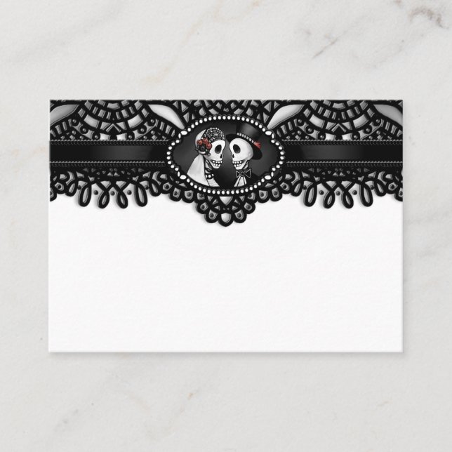 Halloween Elegant Black White Skeleton BLANK Place Place Card (Front)