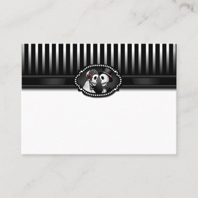 Halloween Elegant Black White Skeleton BLANK Place Place Card (Front)