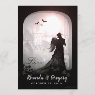 Halloween Elegant Love Silhouette Together With Invitation