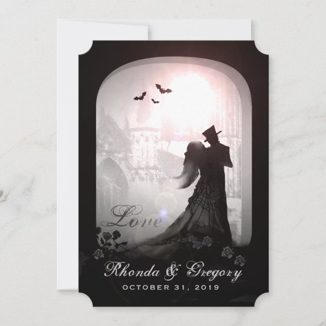 Halloween Elegant Love Silhouette Wedding Invite (Front)