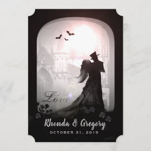 Halloween Elegant Love Silhouette Wedding Invite