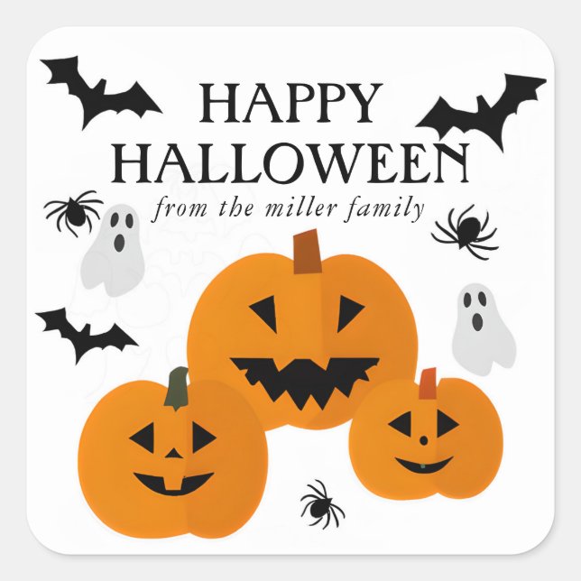 Halloween Element Happy Halloween Square Sticker (Front)