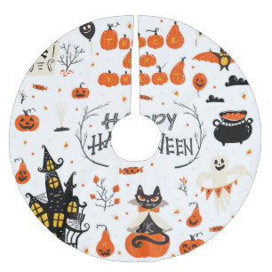 Halloween Elements Vintage Set Design Brushed Polyester Tree Skirt