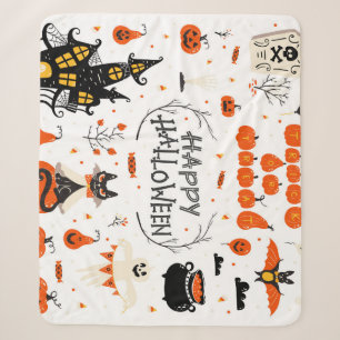 Halloween Elements Vintage Set Design Sherpa Blanket