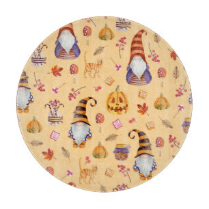 Halloween elements: vintage watercolor seamless pa cutting board