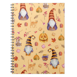 Halloween elements: vintage watercolor seamless pa notebook