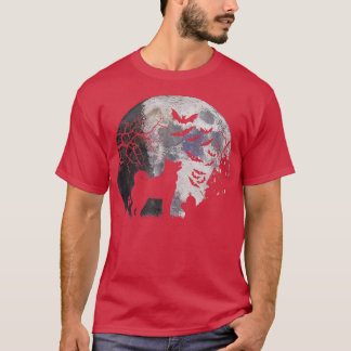 Halloween Elkhound, Graves, Watercolor Moon & Haun T-Shirt