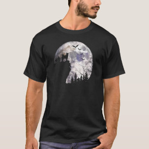 Halloween Elkhound In A Cliff Watching Spooky Full T-Shirt