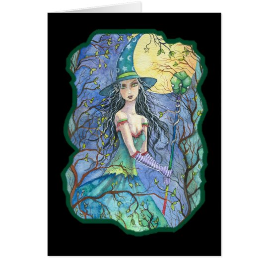 Halloween Emerald Witch Card by Molly Harrison