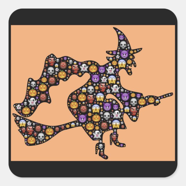 halloween emoji witch stickers (Front)