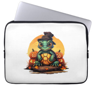 Halloween Enchantment Turtle with Hat in Autumn Laptop Sleeve
