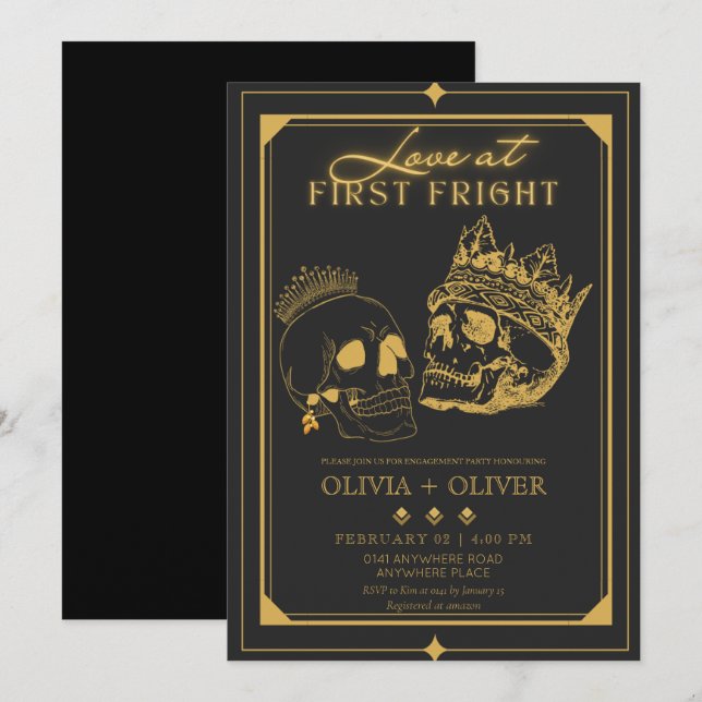 Halloween engagement party invitation (Front/Back)