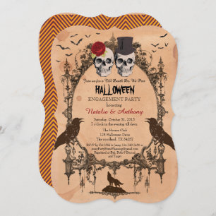 Halloween engagement party invitation. Rustic Invitation