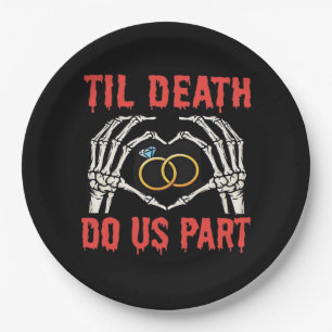 Halloween Engagement Til Death Do Us Part Paper Plate