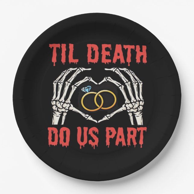 Halloween Engagement Til Death Do Us Part Paper Plate (Front)