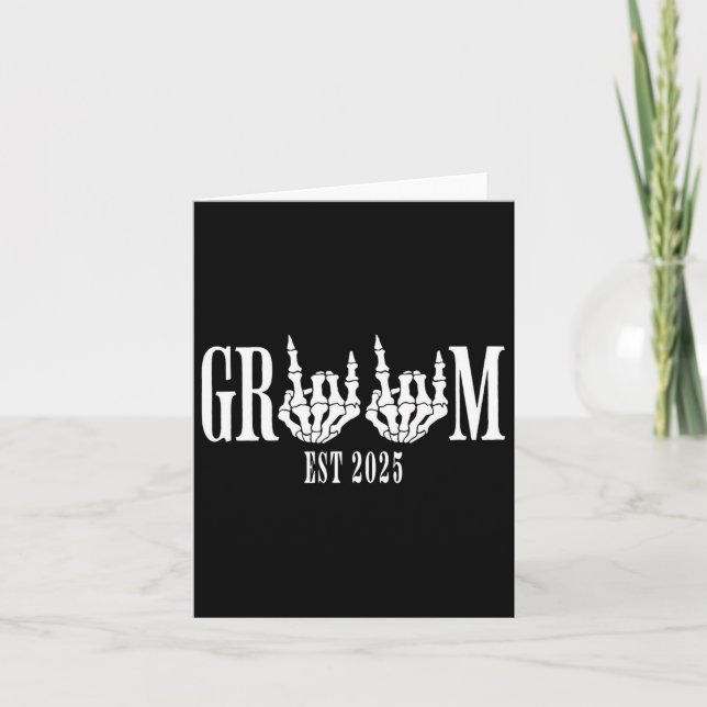 Halloween Engagement Wedding Bride Groom Skeleton  Card (Front)