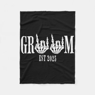 Halloween Engagement Wedding Bride Groom Skeleton Fleece Blanket