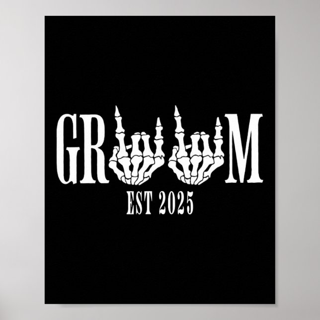 Halloween Engagement Wedding Bride Groom Skeleton  Poster (Front)