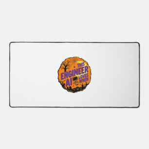 Halloween Engineer Loves AI Vintage Vector Design_ Desk Mat