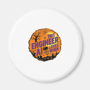 Halloween Engineer Loves AI Vintage Vector Design_ Magnet