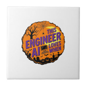 Halloween Engineer Loves AI Vintage Vector Design_ Tile