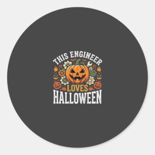 Halloween Engineer Pumpkin Vector Classic Round Sticker