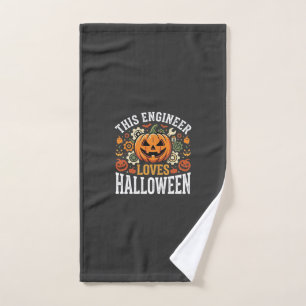 Halloween Engineer Pumpkin Vector Hand Towel