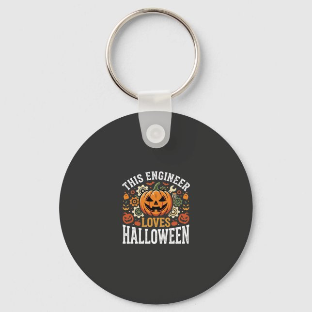 Halloween Engineer Pumpkin Vector Key Ring (Front)