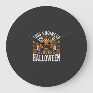 Halloween Engineer Pumpkin Vector Large Clock