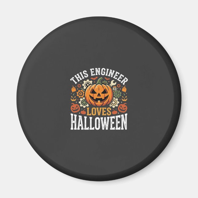 Halloween Engineer Pumpkin Vector Magnet (Front)
