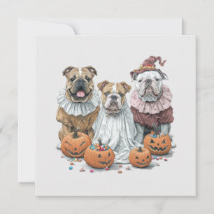 Halloween English Bulldogs Pumpkin Invitation