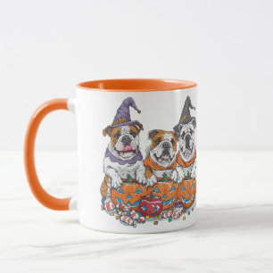 Halloween English Bulldogs Pumpkin Mug
