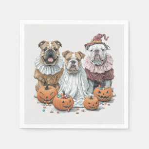 Halloween English Bulldogs Pumpkin Napkin