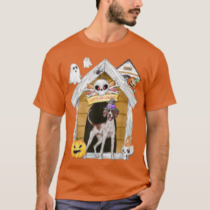 Halloween English Pointer Dog Witch Haunted House T-Shirt