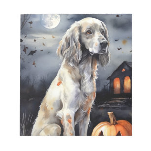 Halloween English Setter With Pumpkins Scary Notepad