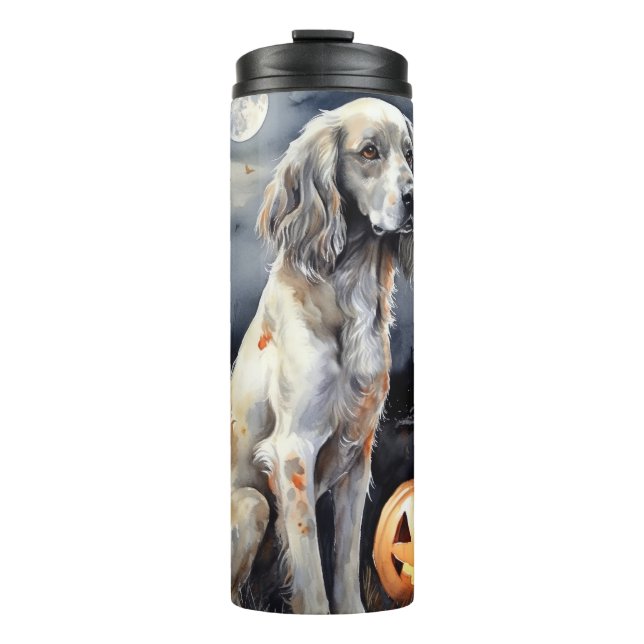Halloween English Setter With Pumpkins Scary Thermal Tumbler (Front)