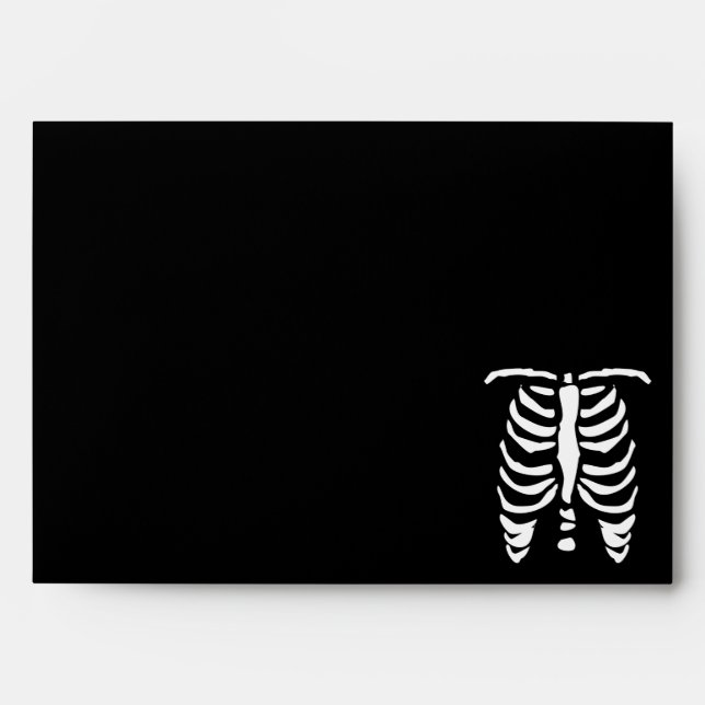 Halloween envelopes with spooky skeleton drawing (Front)