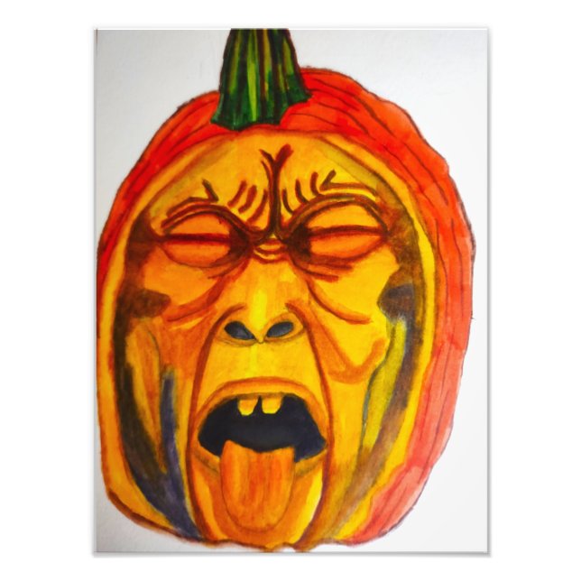 HALLOWEEN ERIE PUMPKIN FACE PHOTO PRINT (Front)