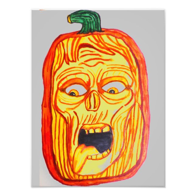HALLOWEEN ERIE PUMPKIN FACE PHOTO PRINT (Front)