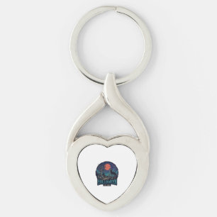 Halloween Est Howling Wolf Red Moon Zombie Hand_1 Key Ring