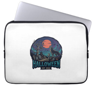 Halloween Est Howling Wolf Red Moon Zombie Hand_1 Laptop Sleeve