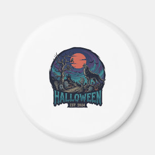Halloween Est Howling Wolf Red Moon Zombie Hand_1 Magnet