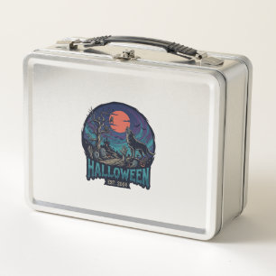 Halloween Est Howling Wolf Red Moon Zombie Hand_1 Metal Lunch Box