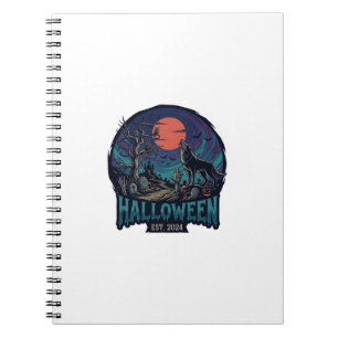 Halloween Est Howling Wolf Red Moon Zombie Hand_1 Notebook