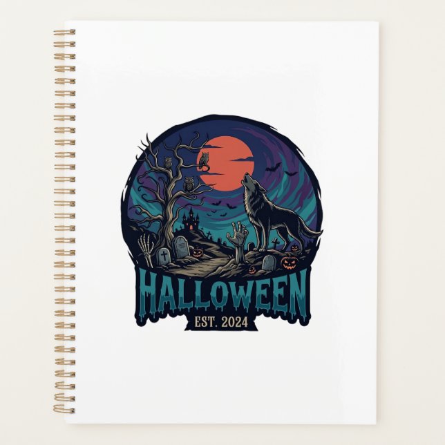 Halloween Est Howling Wolf Red Moon Zombie Hand_1 Planner (Front)