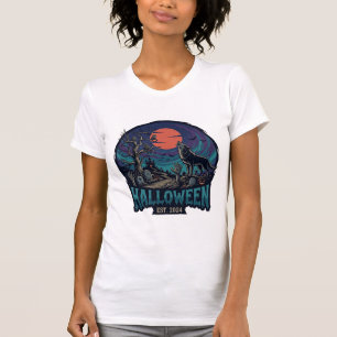 Halloween Est Howling Wolf Red Moon Zombie Hand_1 T-Shirt