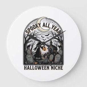 Halloween Everyday Shirt Spooky All Year Design_1 Large Clock